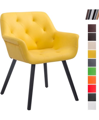 Clp Luxueuze bezoekersstoel CASSIDY club stoel, beklede eetkamerstoel met armleuning, belastbaar tot 150 kg - geel kleur onderstel : zwart
