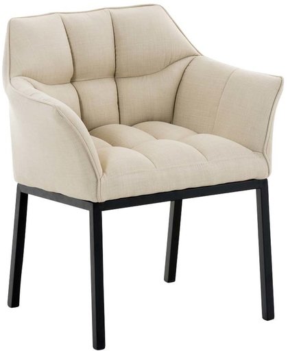 Clp Lounge stoel OCTAVIA - gepolsterde stoel met armsteun, stof - crème, onderstel : matzwart metaal