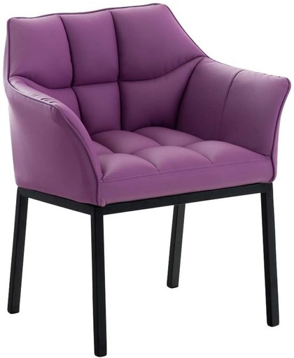 Clp Lounge zetel OCTAVIA - gepolsterde stoel met armsteun, kunstleer - lila, onderstel : matzwart metaal