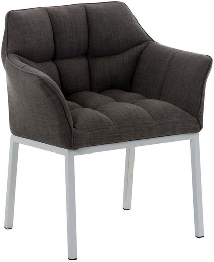 Clp Lounge stoel OCTAVIA - gepolsterde stoel met armsteun, stof - grijs, onderstel : matwit metaal