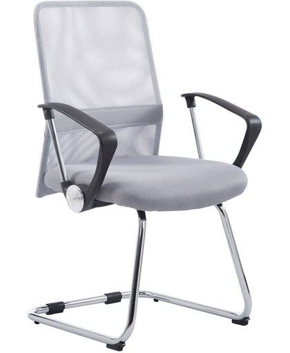 Clp Bezoekersstoel PITT met armleuning, Een robuuste bezoekersstoel met een metalen frame in chroomoptiek afgewerkt met gaas - grijs
