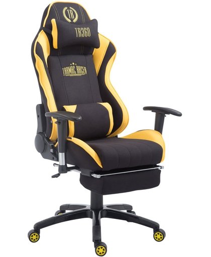 Clp XL Racing bureaustoel SHIFT - Gaming managerstoel Tarmac Racing met en zonder voetsteun, belastbaar tot 150 kg, stof - zwart/geel, met voetsteun