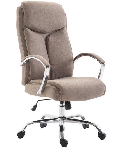 Clp Bureaustoel VAUD XL, gamingstoel, directiestoel met armleuningen, bureaustoel met hoogwaardige bekleding, max. Laadvermogen 140 kg, met stoffen bekleding, - taupe