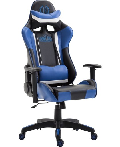 Clp Bureaustoel JEREZ, gaming chair met en zonder voetensteun leverbaar, bureaustoel, directiestoel, met kantelmechanisme,  belastbaar tot 136 kg - kunstleer - zwart/blauw, zonder voetsteun
