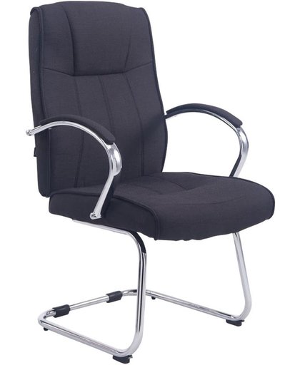 Clp Bezoekersstoel BASEL V2 conferentiestoel, vergaderstoel - chromen cantilever met armleuning, stof - zwart