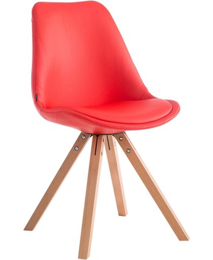Clp Bezoekersstoel LAVA, eetkamerstoel, wachtkamerstoel, keukenstoel, vergaderstoel, designstoel, retrostoel, bekleding van kunstleer, - rood, onderstel : vierkant Natura