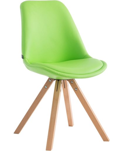 Clp Bezoekersstoel LAVA, eetkamerstoel, wachtkamerstoel, keukenstoel, vergaderstoel, designstoel, retrostoel, bekleding van kunstleer, - groen, onderstel : vierkant Natura