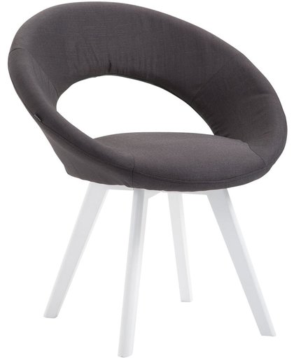 Clp Eetkamerstoel BECK, scandinavische stijl, bezoekersstoel met rugleuning, vierpotig houten frame, moderne stoel, bekleding van stof, - zwart, kleur onderstel : wit
