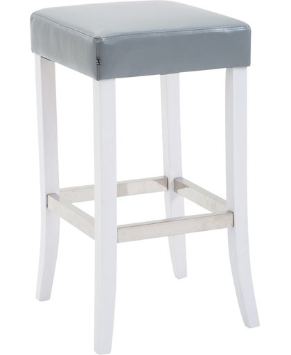 Clp Barkruk VENTA, met hoogwaardige gestoffeerde zitting en aluminium voetsteun, industriële look, vintage, retro, zithoogte van 79 cm, met bekleding van kunstleer, - grijs, kleur onderstel : wit