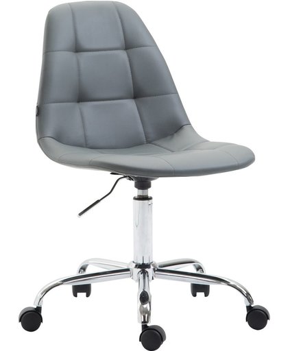 Clp Bureaustoel REIMS, bureaustoel met doorgestikte zitting, in hoogte verstelbare werkstoel, metalen frame in chromen look, draaistoel met zwenkwielen, met bekleding van kunstleer - grijs