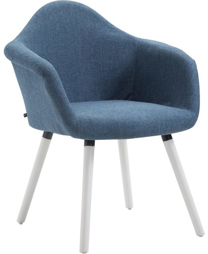 Clp Eetkamerstoel TITO, fauteuil met vierpotig frame, aangenaam gestoffeerd, beukenhouten frame, bekleding van stof, - blauw, kleur onderstel : wit