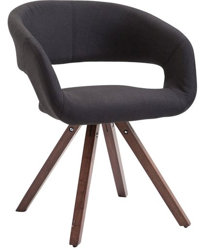 Clp Eetkamerstoel SUEZ, wachtkamerstoel, fauteuil, keukenstoel, bezoekersstoel, eikenhouten frame met stoffen bekeding - Bekleding kleur: zwart kleur onderstel : walnoot