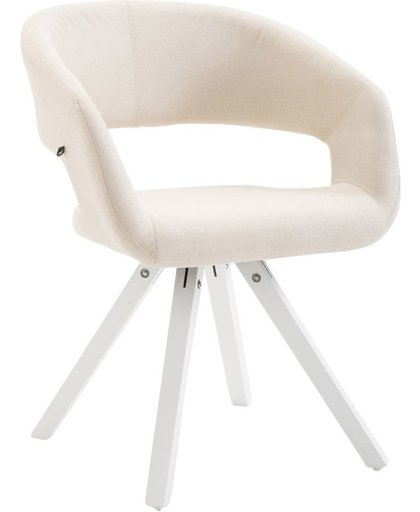 Clp Eetkamerstoel SUEZ, wachtkamerstoel, fauteuil, keukenstoel, bezoekersstoel, eikenhouten frame met stoffen bekeding - Bekleding kleur: crème kleur onderstel : wit