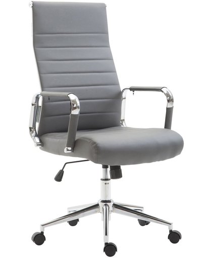 Clp bureaustoel COLUMBUS, met hoge rugleuning, managerstoel, ergonomische bureaustoel met bekleding van kunstleer, - grijs