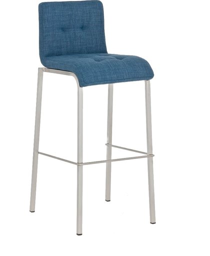 Clp moderne barkruk AVOLA , zithoogte: 78 cm, stapelbaar, met geborsteld roestvrij stalen frame en stoffen bekleding, - blauw,