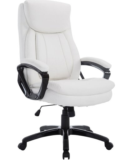 Clp Bureaustoel XL PLATON, Gaming bureaustoel met kantelmechanisme, traploze verstelmogelijkheid, bureaustoel, verstelbare stoel, computerstoel, bureaustoel, belading 180 kg, met kunstlederen overtrek - wit