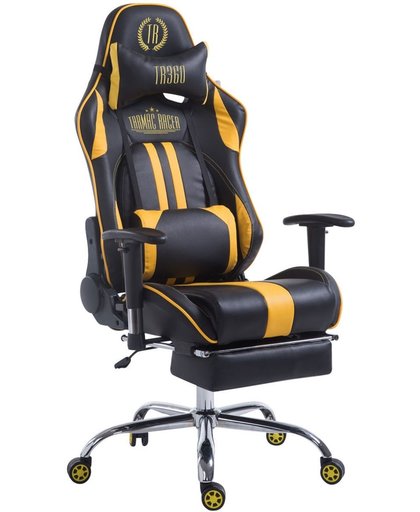 Clp Racing bureaustoel LIMIT XL, gaming stoel, max. belasting 150 kg, kunstleer - zwart/geel met voetsteun