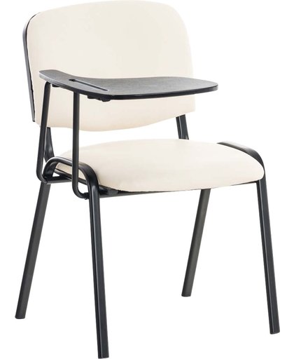 Clp Bezoekersstoel KEN met klaptafel, robuuste vergaderstoel, verkrijgbaar in verschillende kleuren, bekleding van kunstleer, - crème,