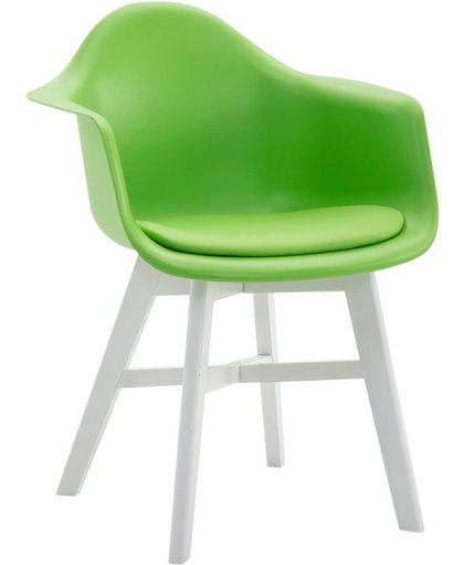 Clp Bezoekersstoel CALGARY, eetkamerstoel, wachtkamerstoel, houten onderstel,kunststof zitting met kunstlederen overtrek, - groen, kleur onderstel : wit,