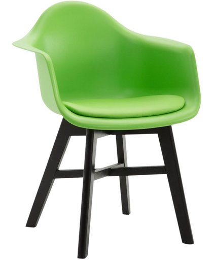 Clp Bezoekersstoel CALGARY, eetkamerstoel, wachtkamerstoel, houten onderstel,kunststof zitting met kunstlederen overtrek, - groen, kleur onderstel : zwart