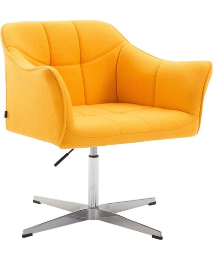 Clp Lounger JEAN, eetkamerstoel, relaxstoel, vergaderstoel, woonkamerstoel, wachtkamerstoel, in hoogte verstelbare fauteuil, Zithoogte van 41 - 54 cm, bekleding van stof - geel,