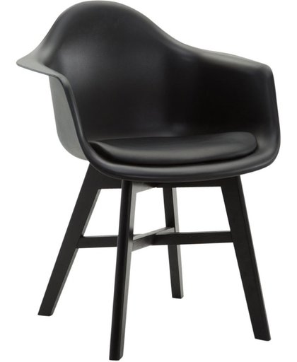 Clp Bezoekersstoel CALGARY, eetkamerstoel, wachtkamerstoel, houten onderstel,kunststof zitting met kunstlederen overtrek, - zwart, kleur onderstel : zwart