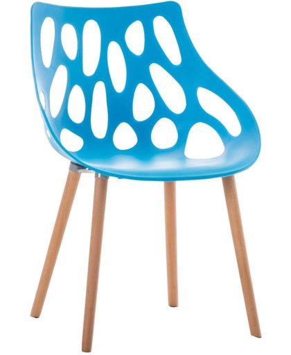 Clp modern retro design bezoekersstoel, wachtkamerstoel HAILEY - beukenhouten onderstel - blauw,