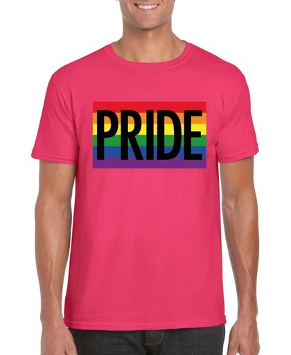 Gay Pride regenboog shirt Pride roze heren - LGBT/ Homo shirts M