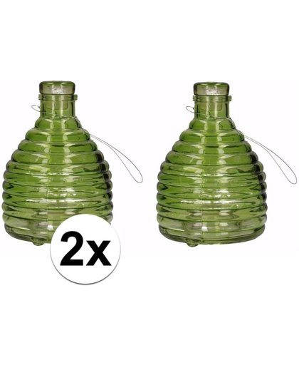 2x Wespenvangers / wespenval van groen glas 18 cm