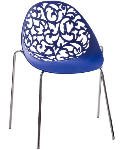 Clp Design retro bezoekersstoel, wachtkamerstoel FAITH - stapelbare stoel in chroomoptiek - blauw,