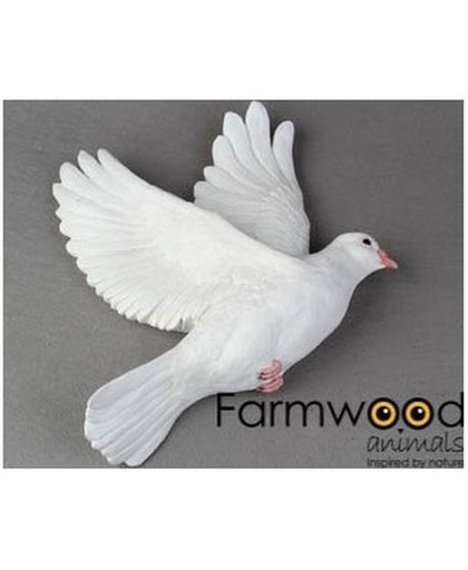 Dierenbeelden witte duif vogel - Decoratie beeldje vogel wit 29 cm