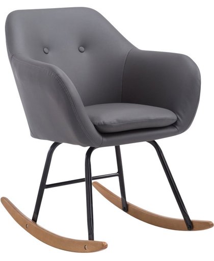 Clp Schommelstoel AVALON, schommelstoel met metalen frame, verstelbare stoel met houten rails, kunstlederen stoel - grijs