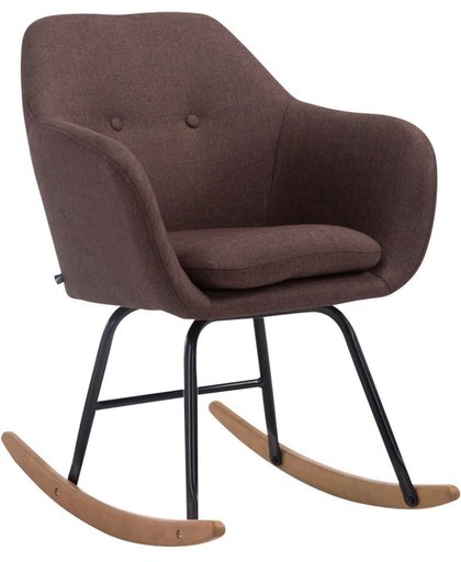Clp Schommelstoel AVALON, schommelstoel met metalen frame, verstelbare stoel met houten rails, stoffen stoel - bruin,