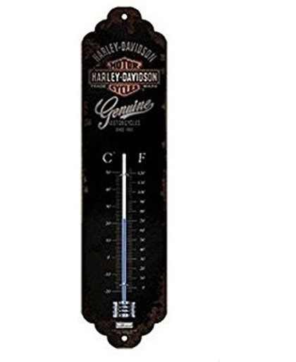 Retro Harley-Davidson Thermometer 'Genuine Garage' - Metaal - 6,5 x 28 cm