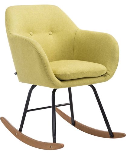 Clp Schommelstoel AVALON, schommelstoel met metalen frame, verstelbare stoel met houten rails, stoffen stoel - groen