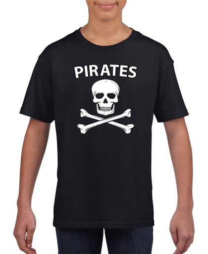 Piraten verkleed shirt zwart kinderen maat XL (158-164)