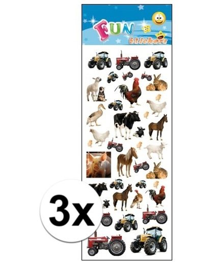 3x Stickervel boerderij dieren