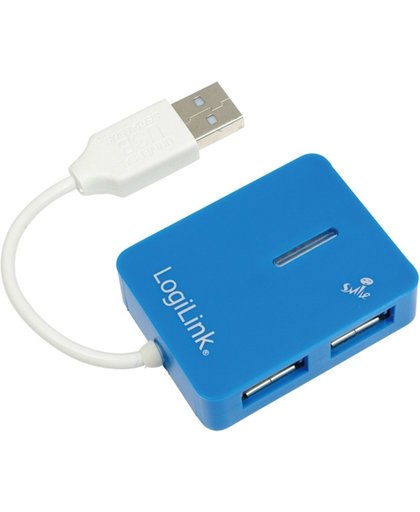 LogiLink USB 2.0 Hub 4-Port, Smile, blau