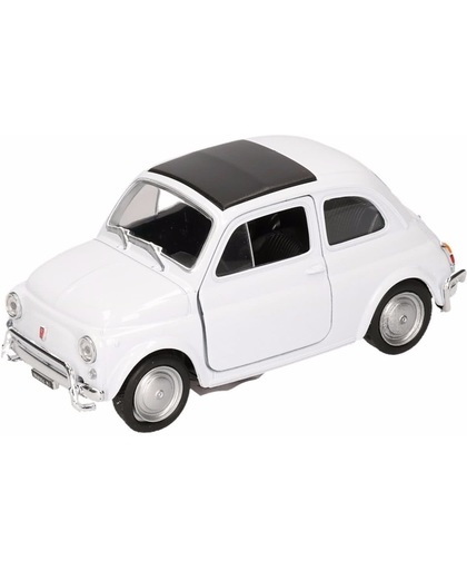 Speelgoed witte Fiat 500 classic auto 10,5 cm