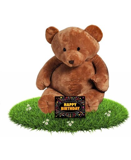 Verjaardag knuffel teddybeer Boris 54 cm - incl. gratis verjaardagskaart