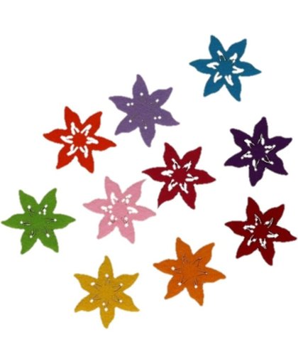 Hobby vilt 10 gekleurde vilten ster bloemen 4 cm