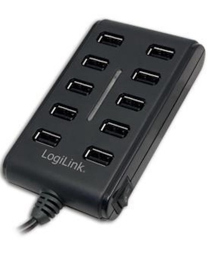 LogiLink USB2.0 10-Port USB2 Hub, Zwart