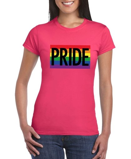 Gay Pride regenboog shirt Pride roze dames - LGBT/ Lesbische shirts L