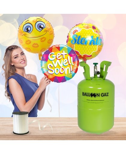 Helium Tank met Beterschap Ballonnen en Lint