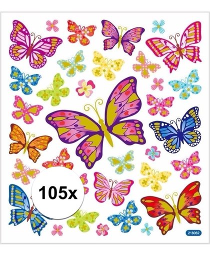 Vlinder stickervel met 105 gekleurde stickers
