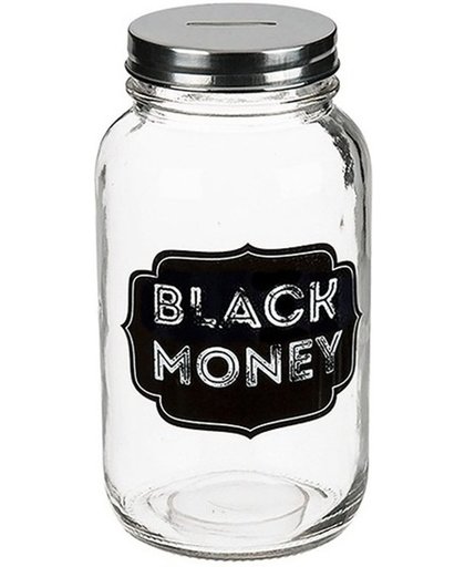 Glazen spaarpot Black Money