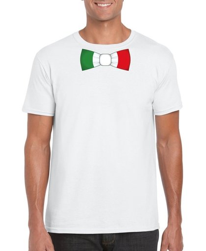 Wit t-shirt met Italiaanse vlag strikje heren - Italie supporter L