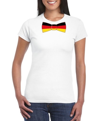 Wit t-shirt met Duitse vlag strikje dames -  Duitsland supporter S