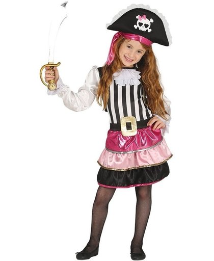 Roze piraten verkleedjurkje voor meisjes - verkleedkleding 10-12 jaar (140-152)