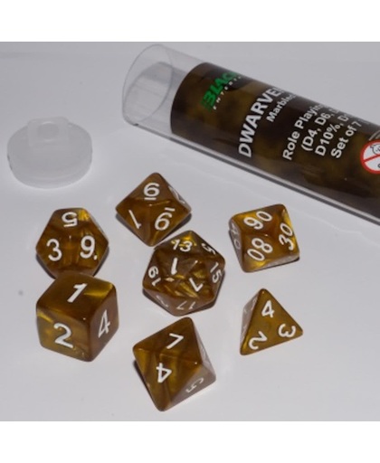 Blackfire Dice - 16mm Role Playing Dice Set - Dwarven Gold (7 Dice)